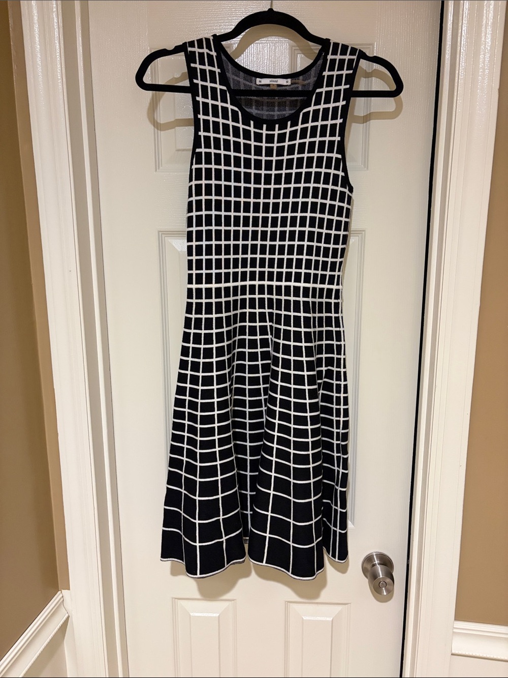 Black & White Windowpane Fit-and-Flare Dress